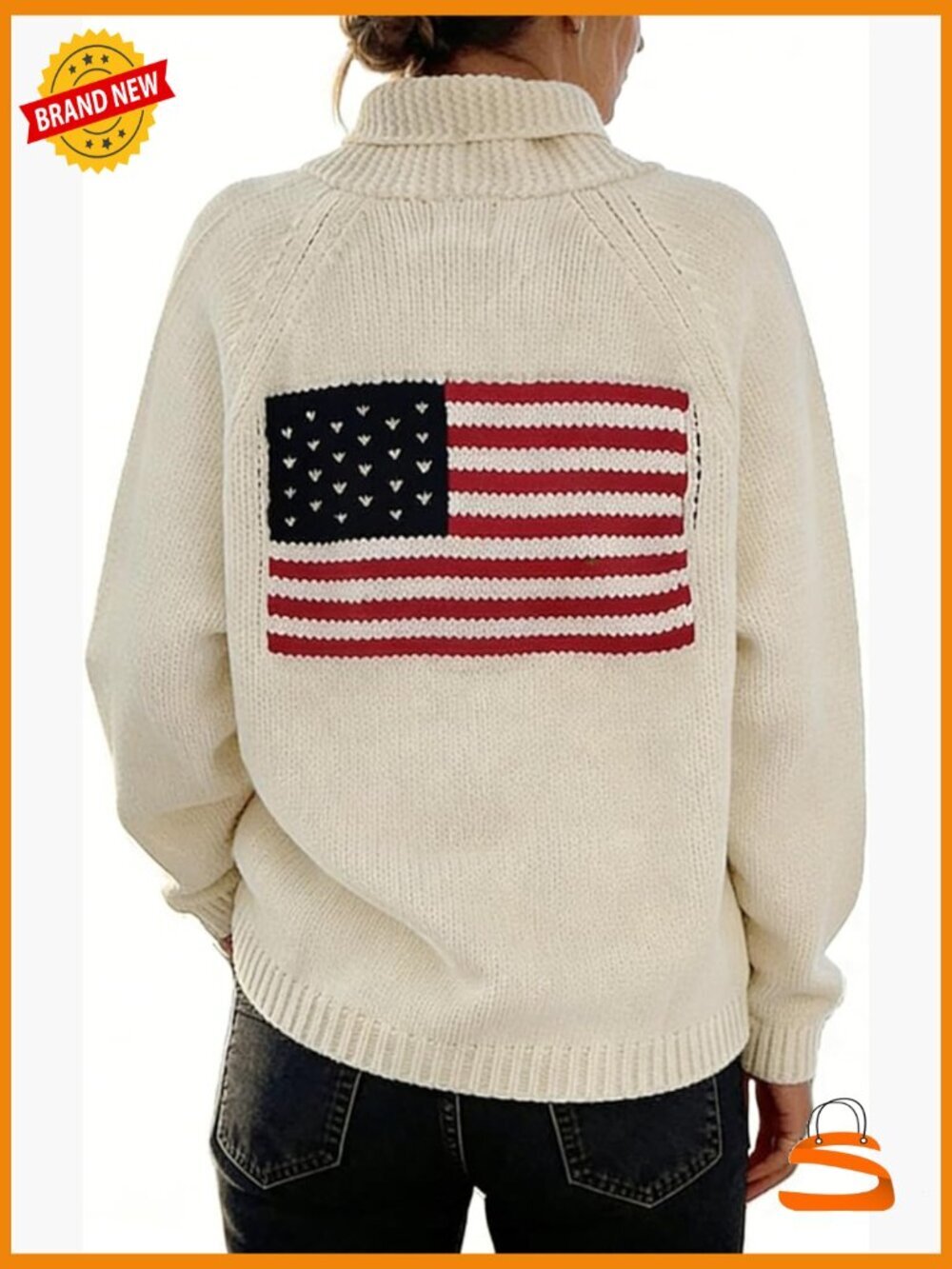 Vintage USA Flag Patriotic Cardigan Sweater Y2K Button Front Long Sleeve